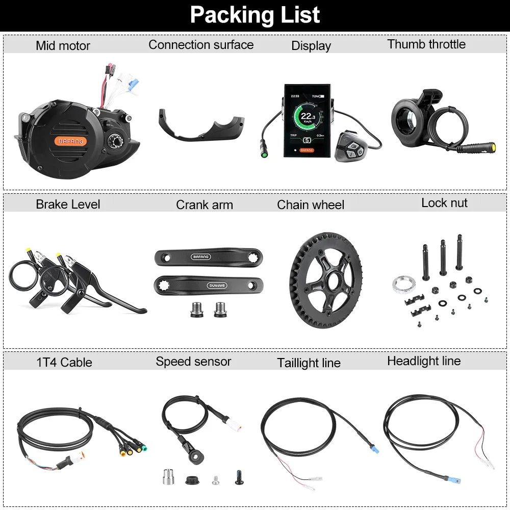 Bafang M620 G510 48V 52V 1000W Mid Drive e-Bike Motor Electric Cargo Bicycle Conversion Kit with DPC245 Display