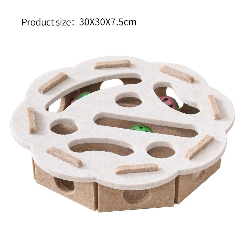 Quebra-cabeça interativo para gatos, caixa de brinquedos de feltro com labirinto, túnel, sino, bola, entretenimento interno, brinquedo para gatos