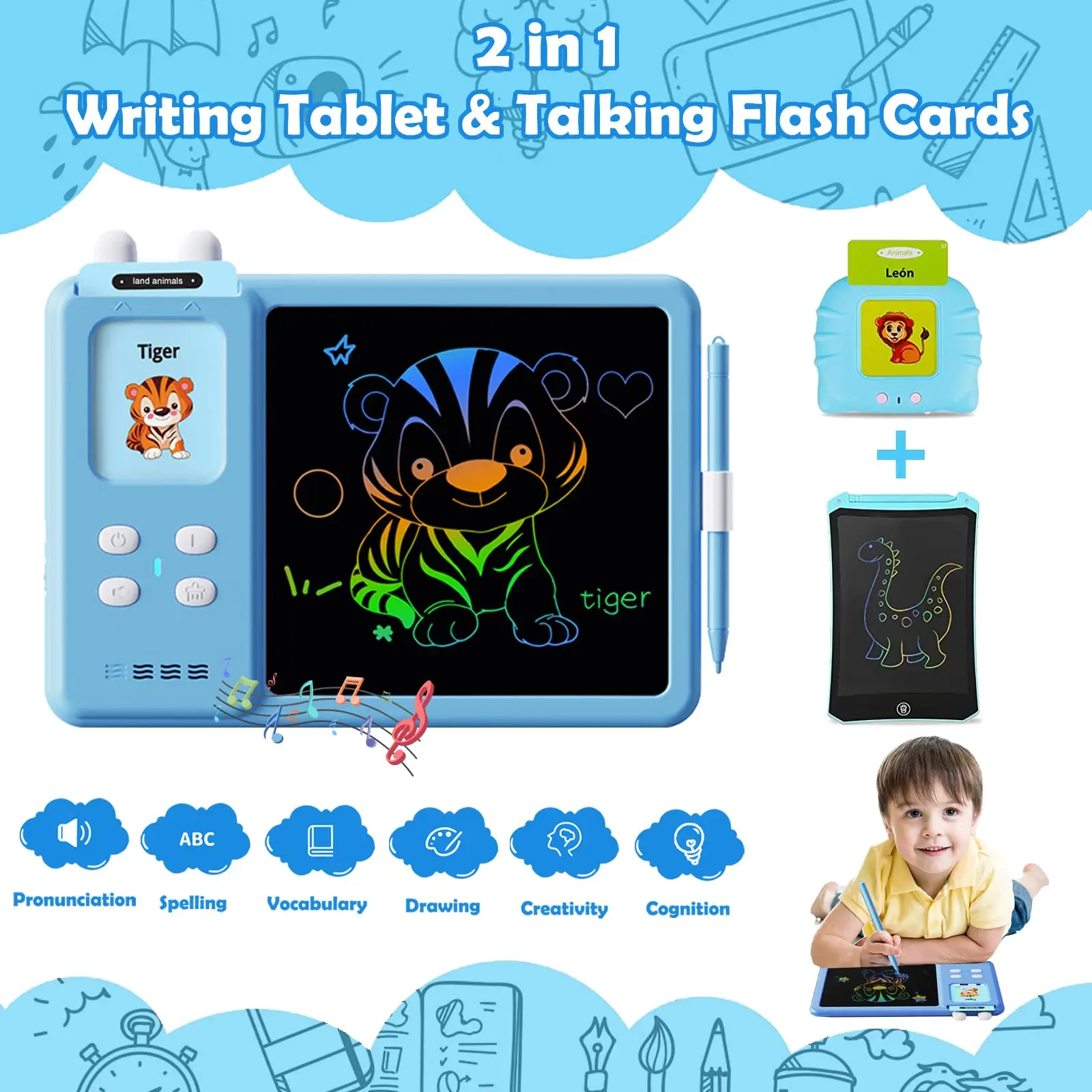 

Fun 224 Words Talking Flash Cards LCD Writing Tablet Board Pad Toy Preschool Montessori Speech Therapy Autism Toys For Kids Gift