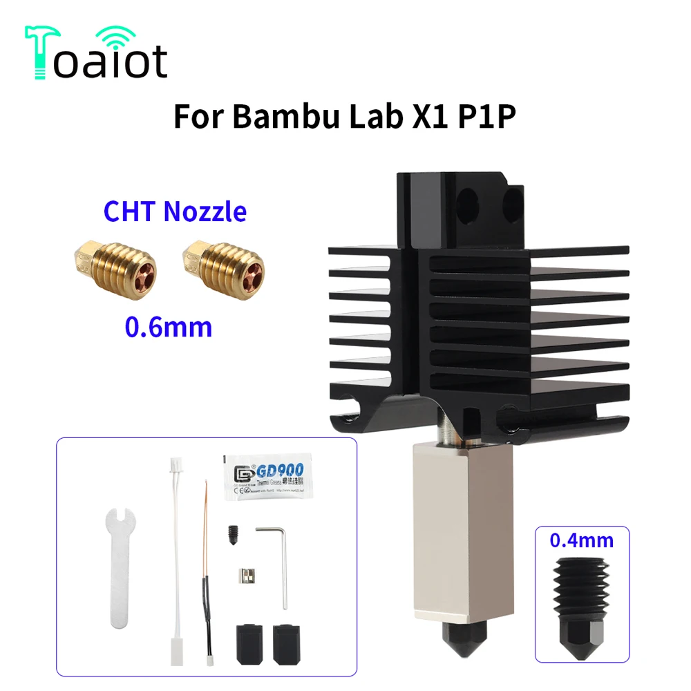 Hotend Kit Per Bambu Lab X1 Carbon X1-Carbon Combo P1P Stampante 3D 500C Ugello In Acciaio Temprato Con Blocco Riscaldatore In Rame Placcato Aggiornat