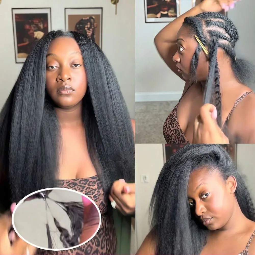 Kinky Straight Miracle Knots Crochet Human Hair Feathered Human Crochet Hair For Braiding Boho Braids 100% Human Hair Extensions 3