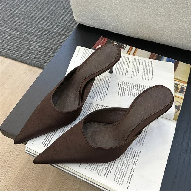 Eilyken New Fashion Pointed Toe Women Slippers Concise Thin Low Heels Casual Dress Pumps Summer Slide Mules Shoes