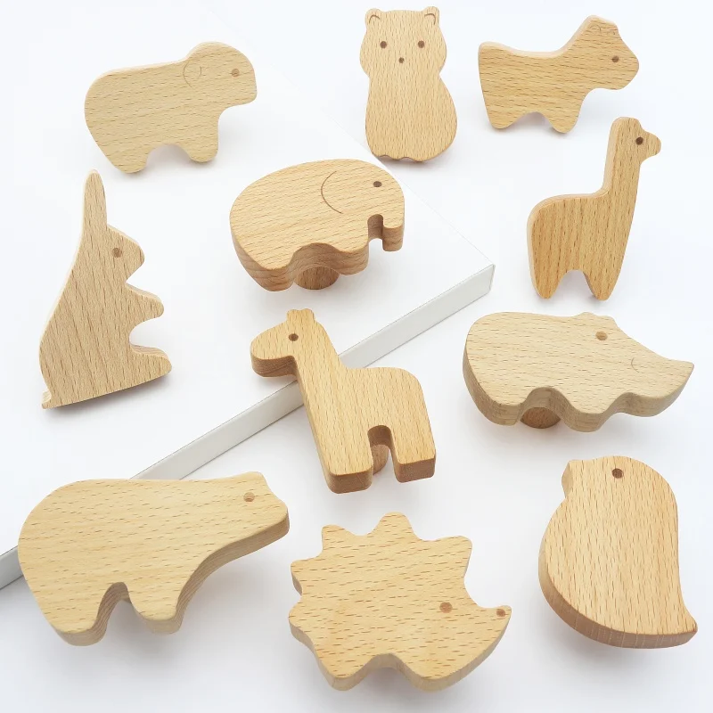 Wooden Kitchen Cabinet Handles Dresser Knobs Drawer Closet Door Pulls with Screws Furniture Handles Home Decoration Hardware