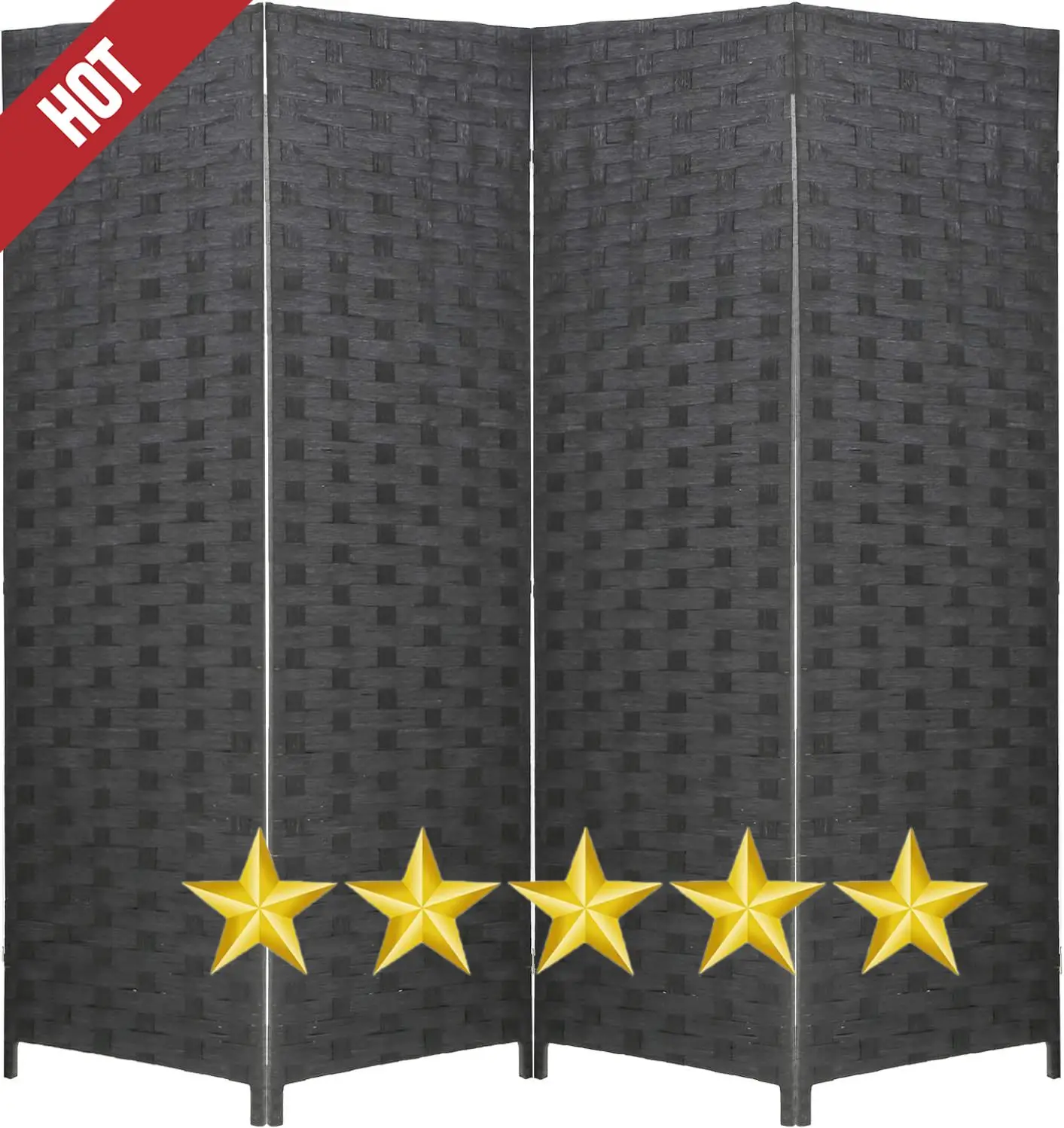 NEW Wood Screen Folding Screen Room Dividers 4-Panel Mesh Woven Design Privacy Room Partition Wooden