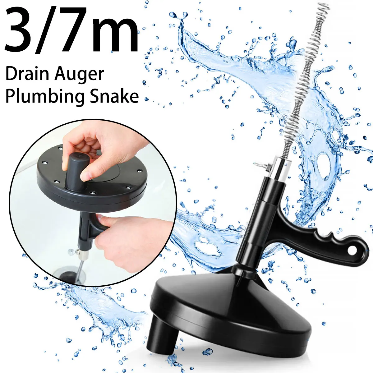 Plumbing Snake Drain Auger Manual Snake Drain Clog Remover with 23Ft  Flexible Wire Rope Reusable Drain Cleaner with Non-slip Handle for Bathroom