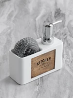 Kitchen Soap Dispenser with Sponge Holder Liquid Hand and Dish Soap Dispenser and Spong Caddy Black and White 2
