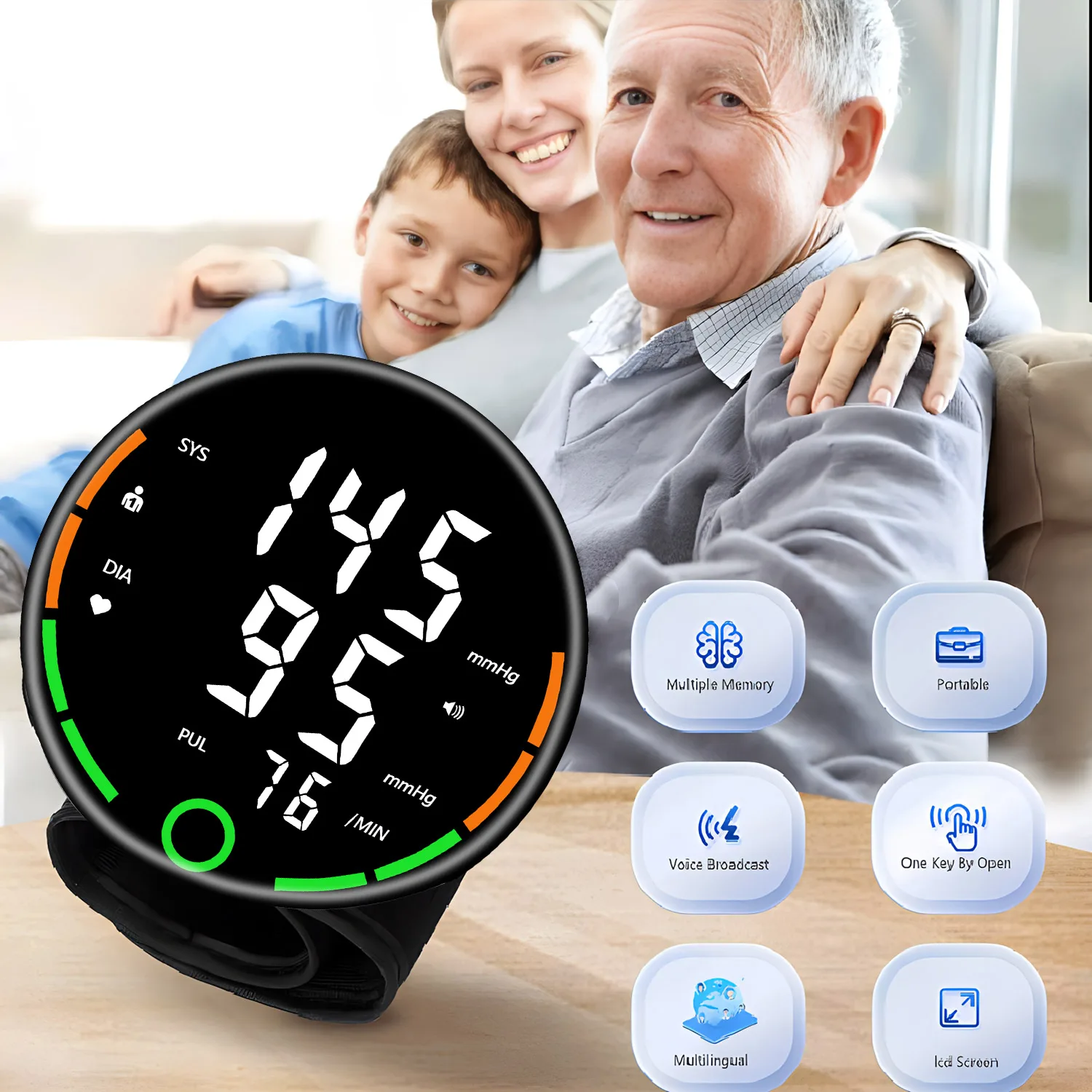 Rechargeable Wrist Blood Pressure Monitor Automatic Tonometer Meter LCD Screen Portable Health Care Sphygmomanometer blood pressure monitor blood pressure meter