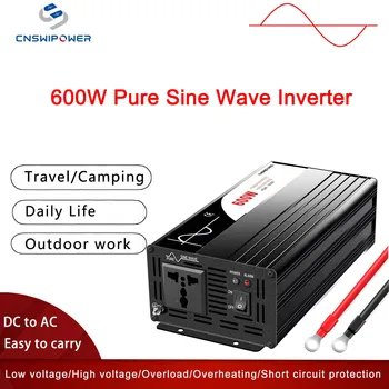 อินเวอร์เตอร์ CNSWIPOWER 600W แปลงไฟ DC 12v 24V 48V เป็น AC 110V 220V คลื่นไซน์บริสุทธิ์ สำหรับพลังงานแสงอาทิตย์ 1