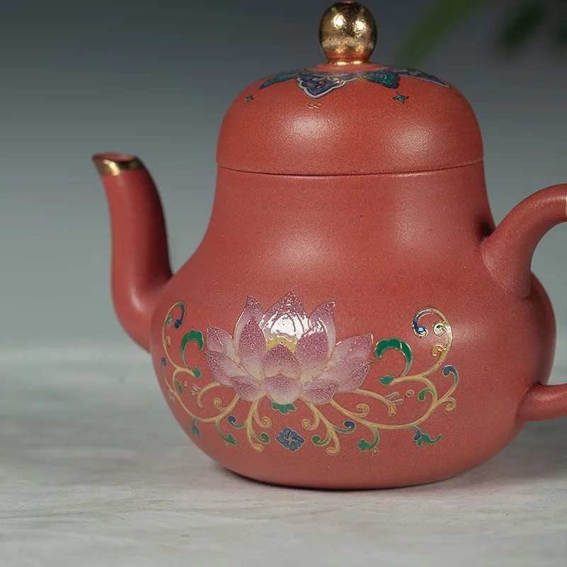 Chinese Style Raw ore powder mud Purple Clay Teapot, Creative Yixing Kung Fu Tea Set Household, Handmade, 200cc New, 1Pc