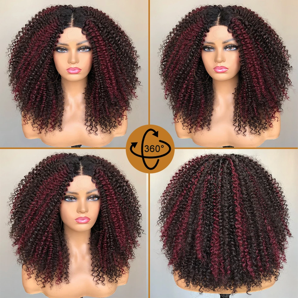 Lace Front Wig Afro Kinky Curly Wigs For Women Synthetic Hair Wig Preplucked Heat Resistant Fiber Hair Glueless Lace Frontal lace front wig lace wigs synthetic wigs womens synthetic wigs