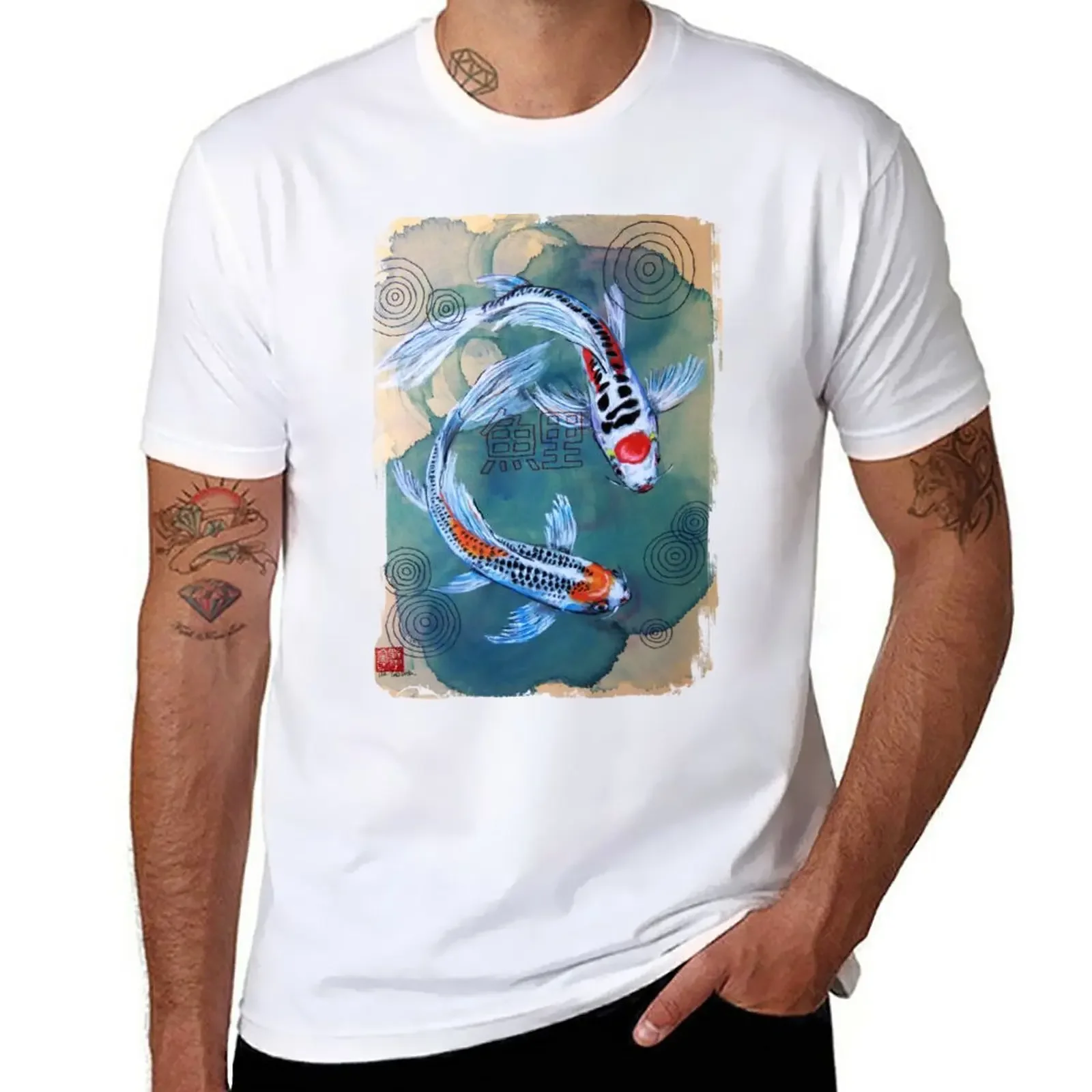 

Koi and Thread T Shirt T-Shirt tops cute clothes anime Men's cotton t-shirt
