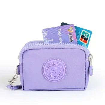 Porta carte portatile a tre strati impermeabile con cerniera Borsa per ragazza femminile Borsa per cuffie Mini portamonete in nylon Portachiavi Portafogli da donna 1