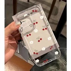 Red Cherry Daisy Transparent Silicone TPU Phone Case Cover for Realme 8 5G(V13 5G) (S15491)