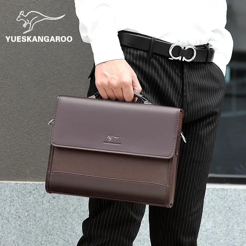 Male Handbags Pu Leather Men's Tote Briefcase Business Shoulder Bag for Men 2025 Brand Laptop Bags Man Organizer for Documents 2