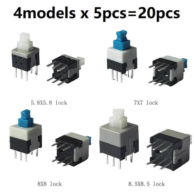 125個/ロット タッチスイッチ/マイクロスイッチ/プッシュボタンスイッチ 25種類アソートキット 2*4/3*6/4*4/6*6  DIYツールパッケージ用セール-Banggood日本 Mobile 10個 5.8 x 5.8 mm パワーマイクロスイッチキット 2 3 6ピンプッシュボタンスイッチ
