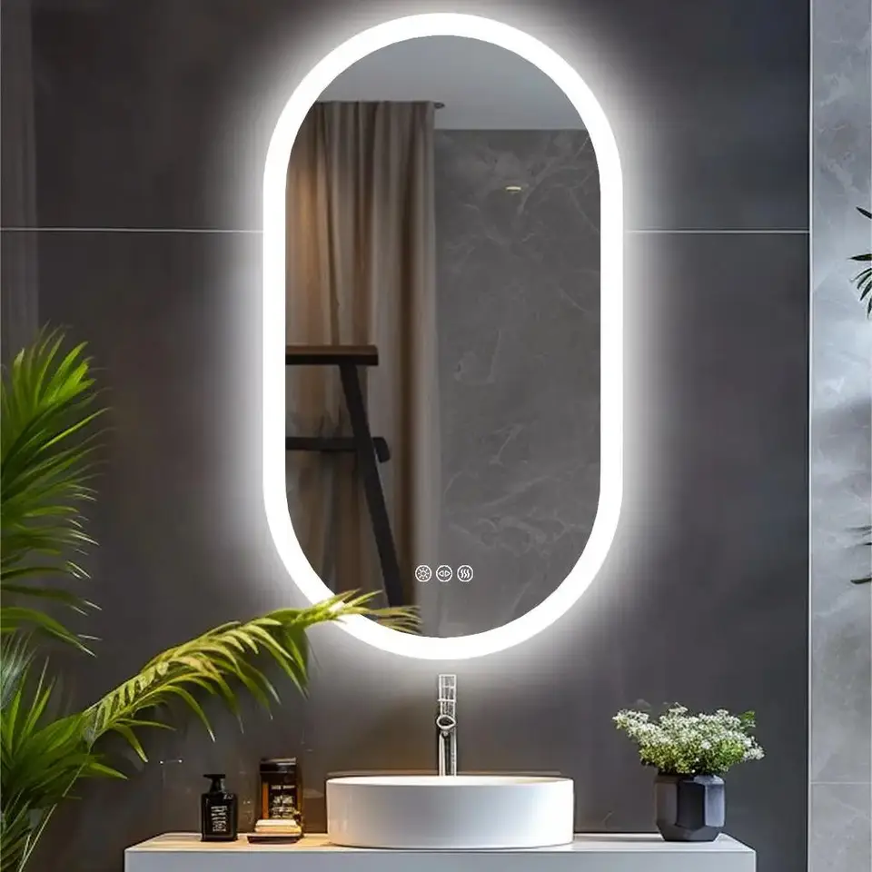 Oval LED Bathroom Mirror Dimmable Smart Anti Fog