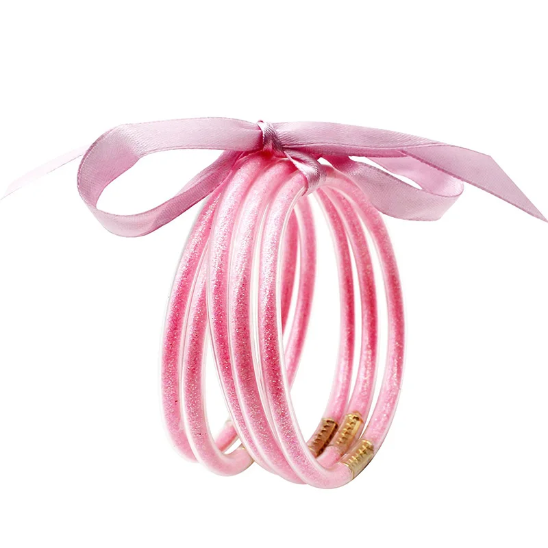 Set Braccialetti Glitterati Jovono | In Silicone Gelatina | Per Feste | Donna E Ragazze | 5 Pezzi - Foto 7