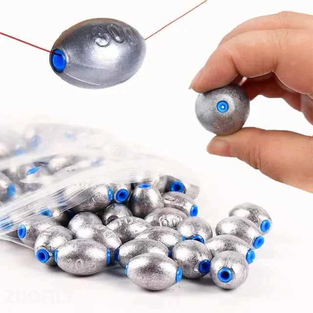10pcs Fishing Lead Olive Shaped Sinkers with Plastic Plug Hollow Lure Lead Weights Fishing Slip Shot Sinkers 10/20/30/40/50/60g 10pcs Fishing Lead Olive Shaped Sinkers with Plastic Plug Hollow Lure Lead Weights Fishing Slip Shot Sinkers 10/20/30/40/50/60g