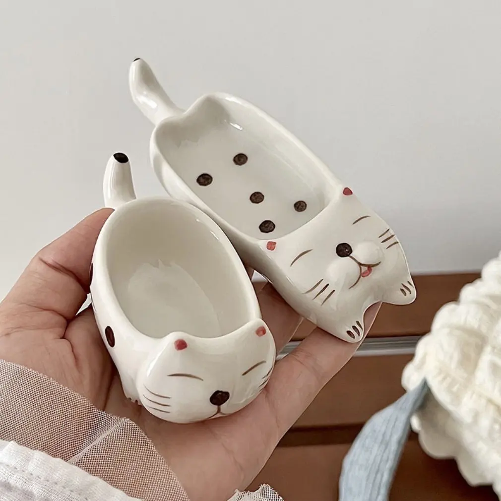 

New Sauce Bowls Soy Sauce Dipping Bowls Dish Ceramic Multifunctional Kitchen Gadgets Anti Slip Cute Cat Shape Dipping Bowls For