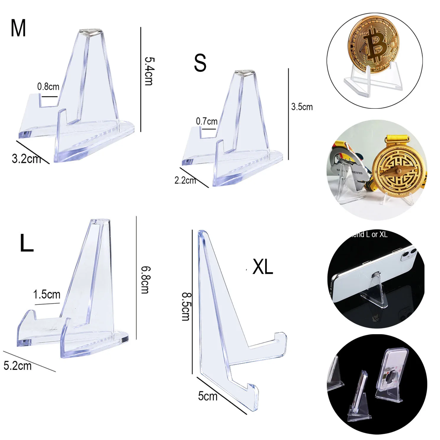Acrylic Display Holder Transparent Triangle Commemorative Coin Small Photo Frame Anime Card Display Rack Phone Stand 10PCS