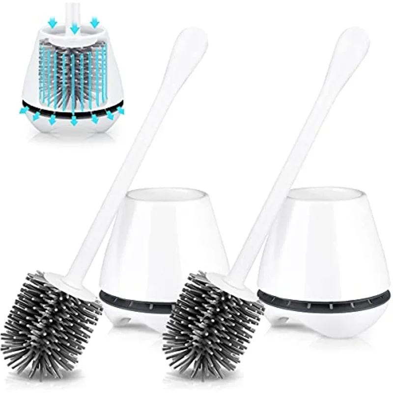 

Toilet Brush with Holder , Silicone Toilet Brush Set with Ventilated Holder , Flexible Silicone Toilet Brushes for Bathroom