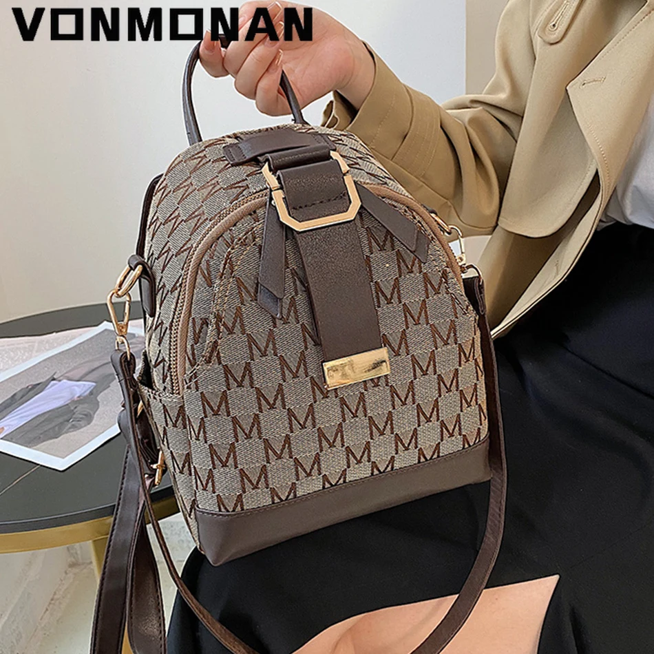 

Classic Knitting Letter Women Small Backpack Designer Luxury School Bag for Teenager Girls PU Leather Rucksack Shoulder Sac New