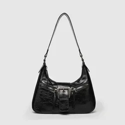 Vintage - Inspired PU Leather Retro Belt Shoulder Bag for Women - 2024 Fashion Handbag (Black)