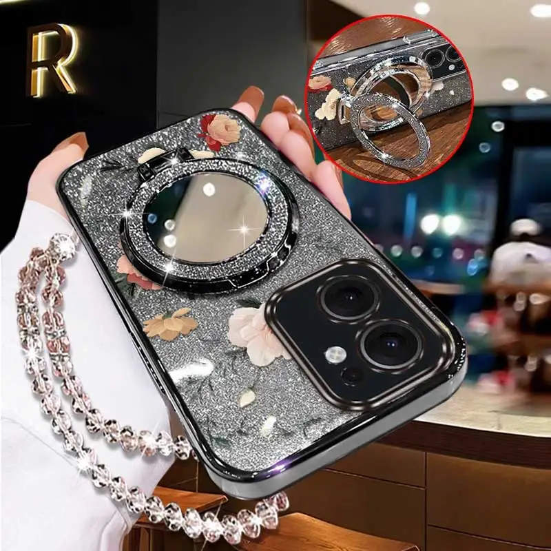 3-Piece Floral Phone Case Set with Lanyard and Stand