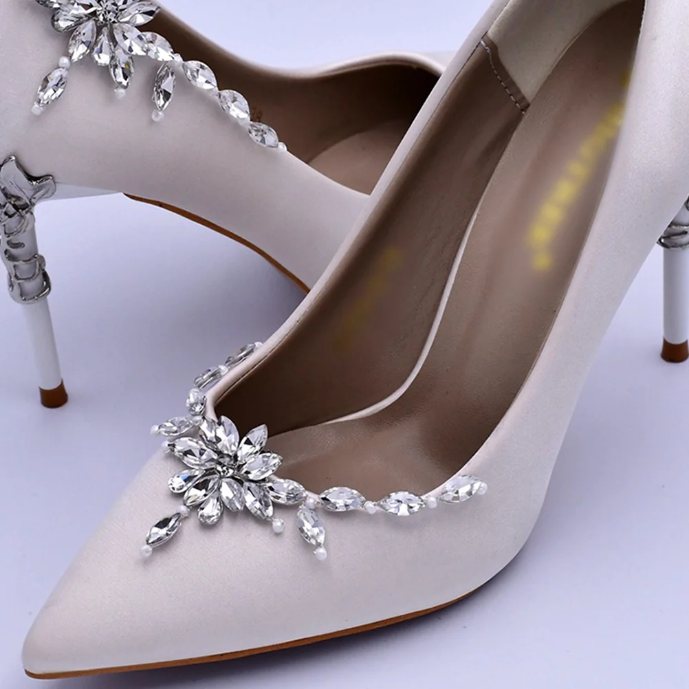 

European and American Removable Shoe Ornament Bride Womens Heels Rhinestone Wedding Buckle Rhinestones Decorative Shoes Clips