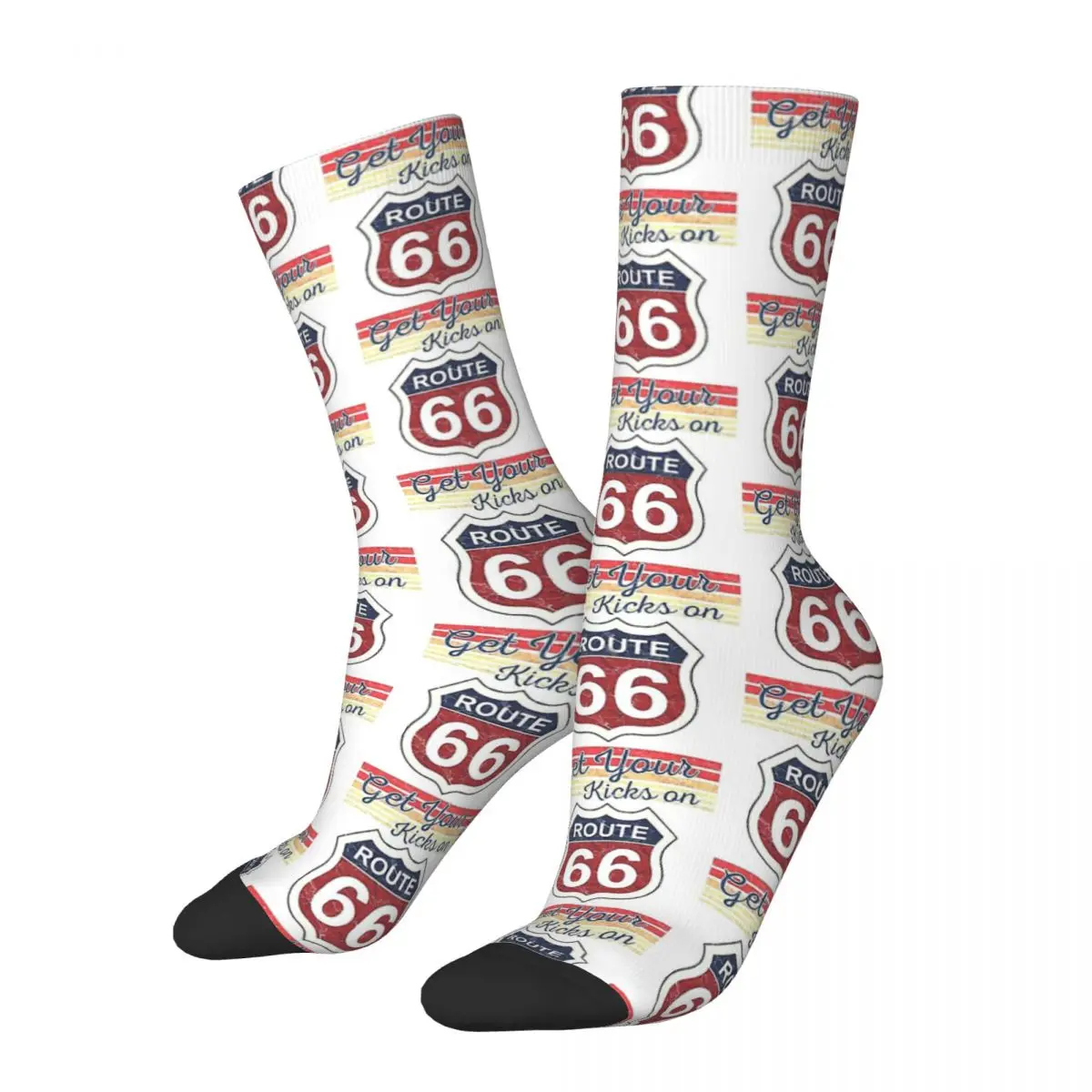 

Route 66 Get Your Kicks Vintage Retro Distressed1 Men Women Socks Windproof Novelty Spring Summer Autumn Winter Stockings Gift