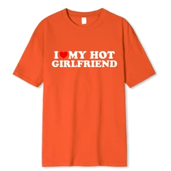Retro I Love My Hot Partner Graphic T-Shirt - Unisex Casual Sports Streetwear - S (Orange)