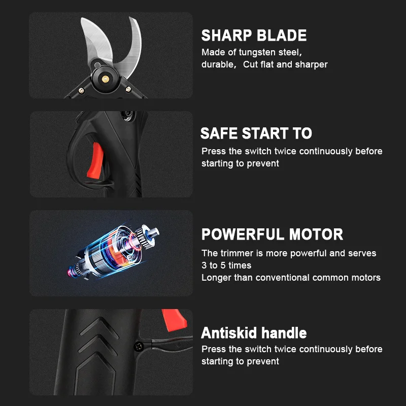 Cordless Electric Pruning Shears For Rechargeable Worx Battery Secateur Pruner Bonsai Cutter Branches Scissor Garden Power Tool 5