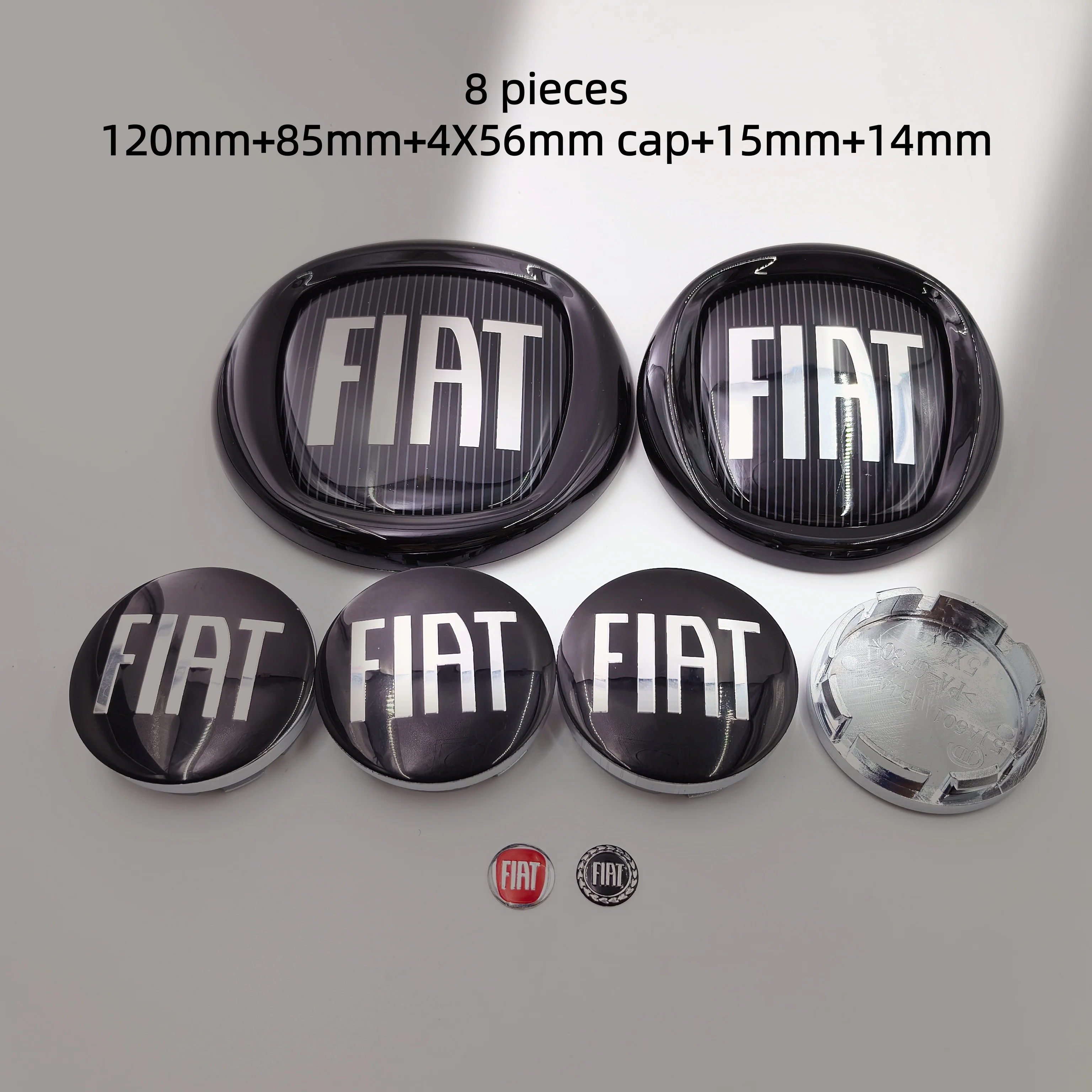 8-teiliges Set Fiat Auto-Embleme Motorhaube Kofferraum Logo-Abzeichen 85/120mm Vordere Motorhaube & Hinterer Kofferraum Fiat Logos zur Autodekoration – Detail 21