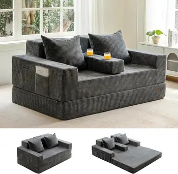 Foldable Sofa Bed with Cup Holders 1
