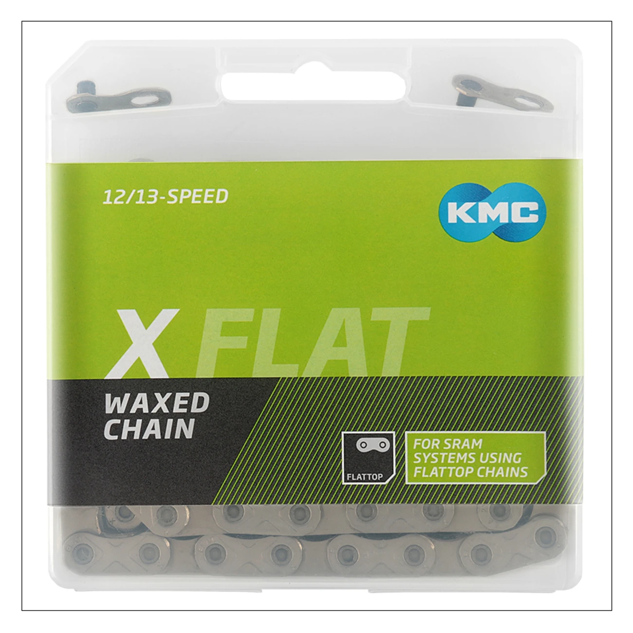 KMC X-FLAT 왁스 체인 12/13단 로드 자전거 체인 (SRAM 플랫탑 12S 산악 자전거용) Curren 126링크 왁스 처리된 Go 12V 체인