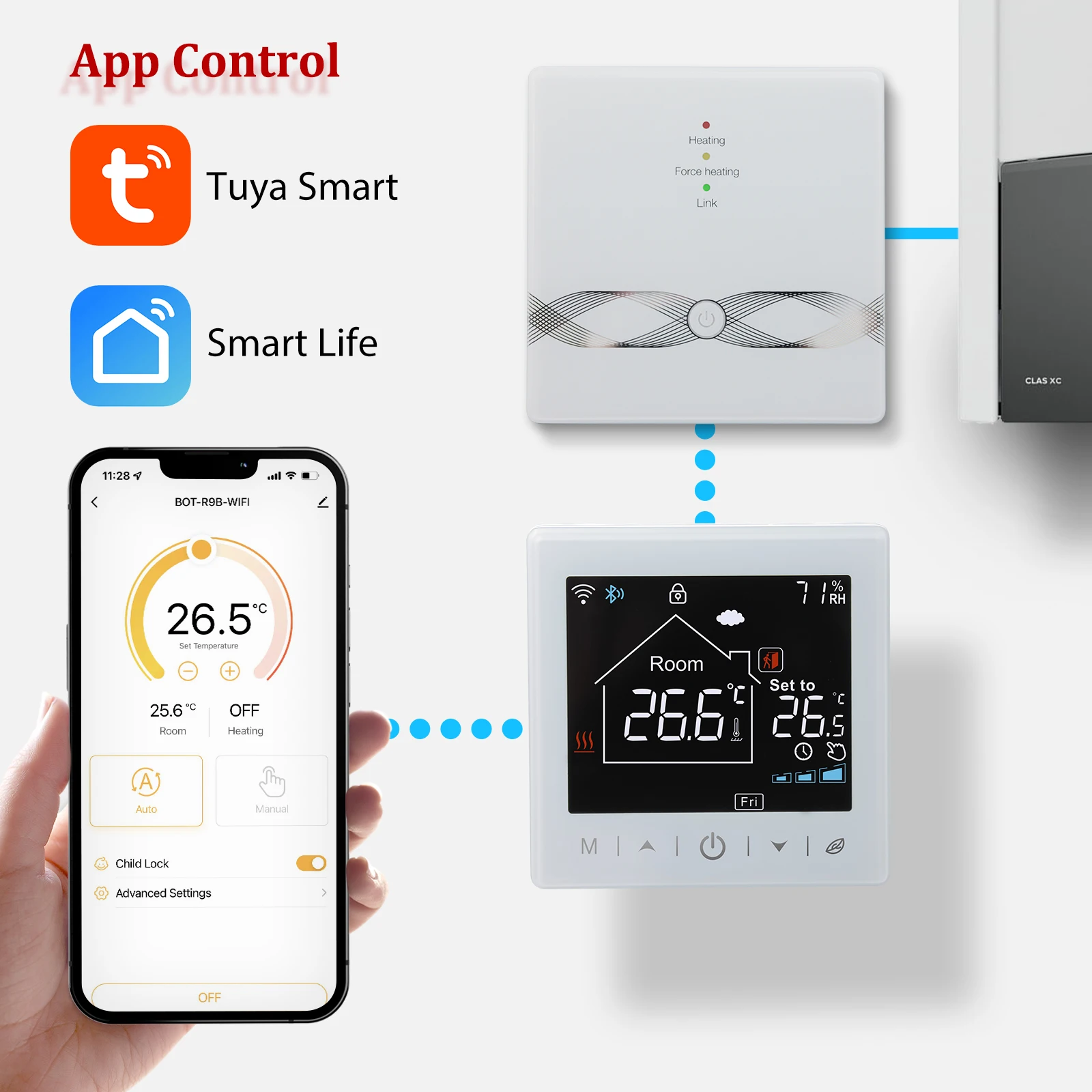 Termostato inalámbrico con WiFi, controlador de temperatura de calefacción  de caldera de Gas inteligente Tuya con receptor de 220V, termorregulador  programable - AliExpress