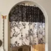 Flower Pattern Window Tulle Curtain Embroidery Black Lace Valance Door Kitchen Cabinet Window Curtains Hotel Cafe Room Divider 1