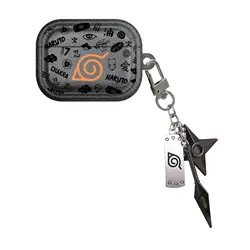 Naruto Logo 3D TPU Protective Shockproof Earphone Case with Keychain - airpods 4 2024 (2)