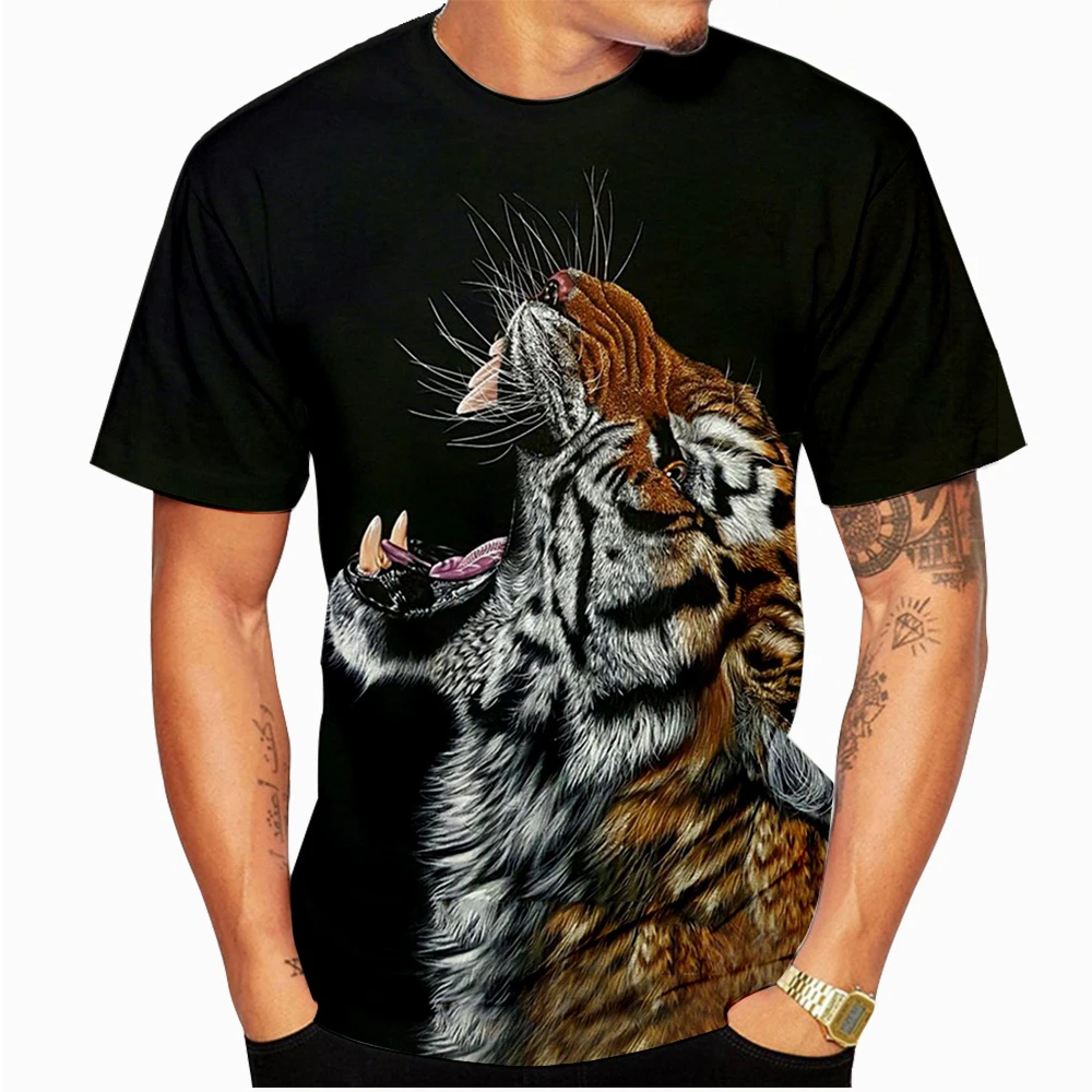 

Animal T Shirt Summer Men Funny 3D Tiger Fashion Plus Size Printed T Shirt Men/Women Pullovers Tee Tops