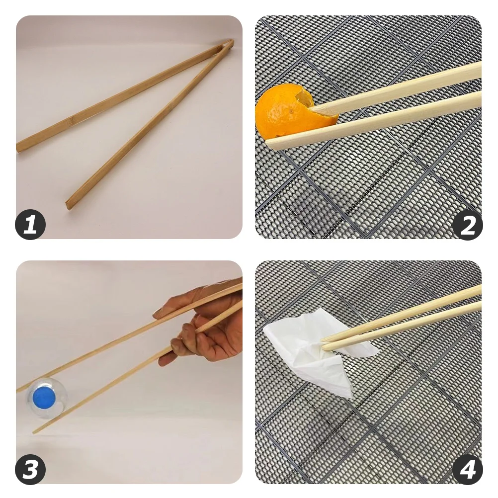 2 Pcs Bamboo Trash Tongs Grabber Clip Tool Collector Garbage Picker Clamp Elderly Litter 2