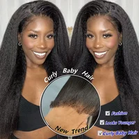 Perruques droites crépues sans colle pour femmes, cheveux humains, prêt à porter et aller, Yaki, HD Lace Frmetals, 13x6, 250% po, 30 po, 34 po 2