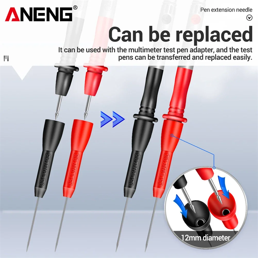2-100pcs PT2002 Insulation Piercing Needle Non Destructive Multimeter Test Probe test probes Red/Black Diagnostic Tools 10A 600V 2mm