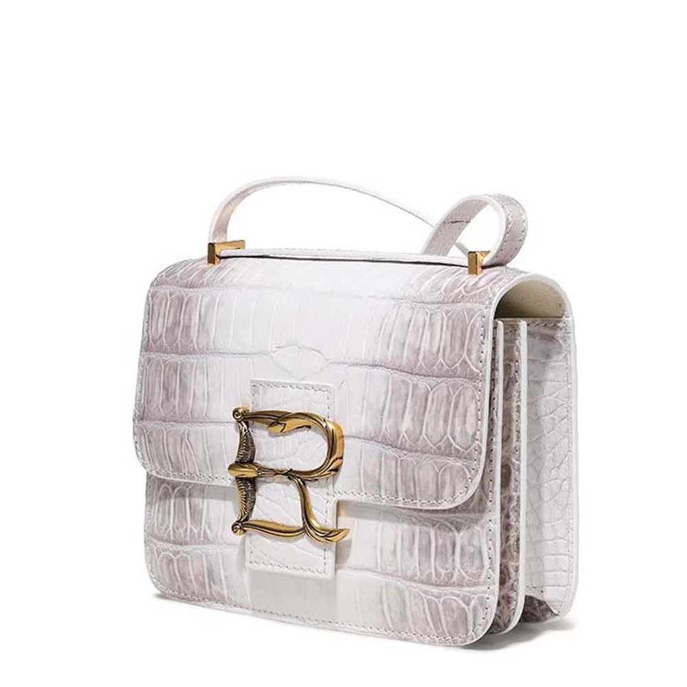 Small Square Bag White Crocodile Embossed PU | SHEIN