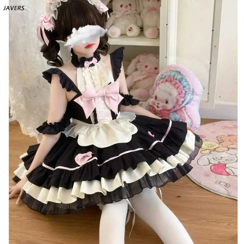 

Anime Sweet Lolita Gothic Maid JSK Dress Set, Cosplay Costumes for Women, Girls Japanese Kawaii Cat Y2k Halloween Party Dresses