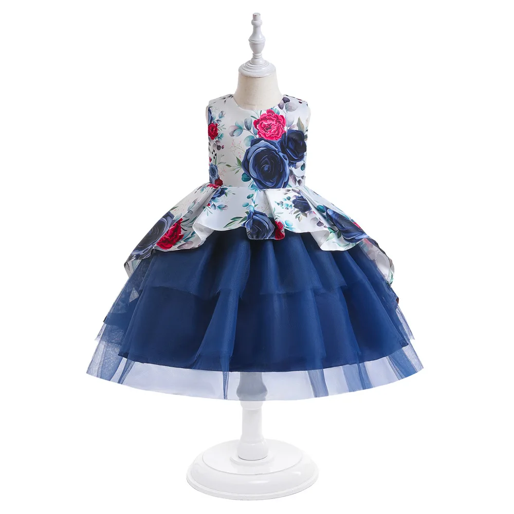 

New flower girl dresses kids clothes catwalk puffy girls dress for birthday piano performance costume girl mesh princess dress