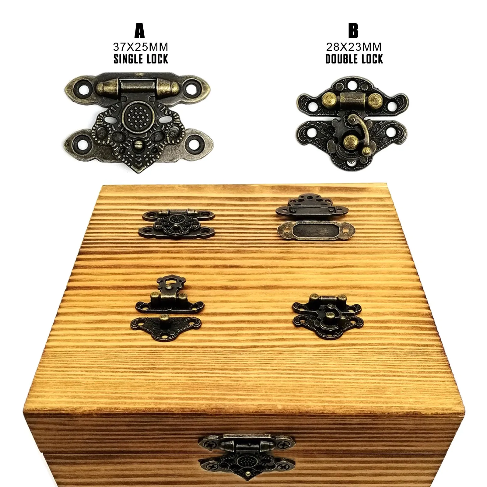 Decorative Wooden Jewelry Chest Wine Box Gift Case Toggle Latch Hasp Lock Clasp 12pcs