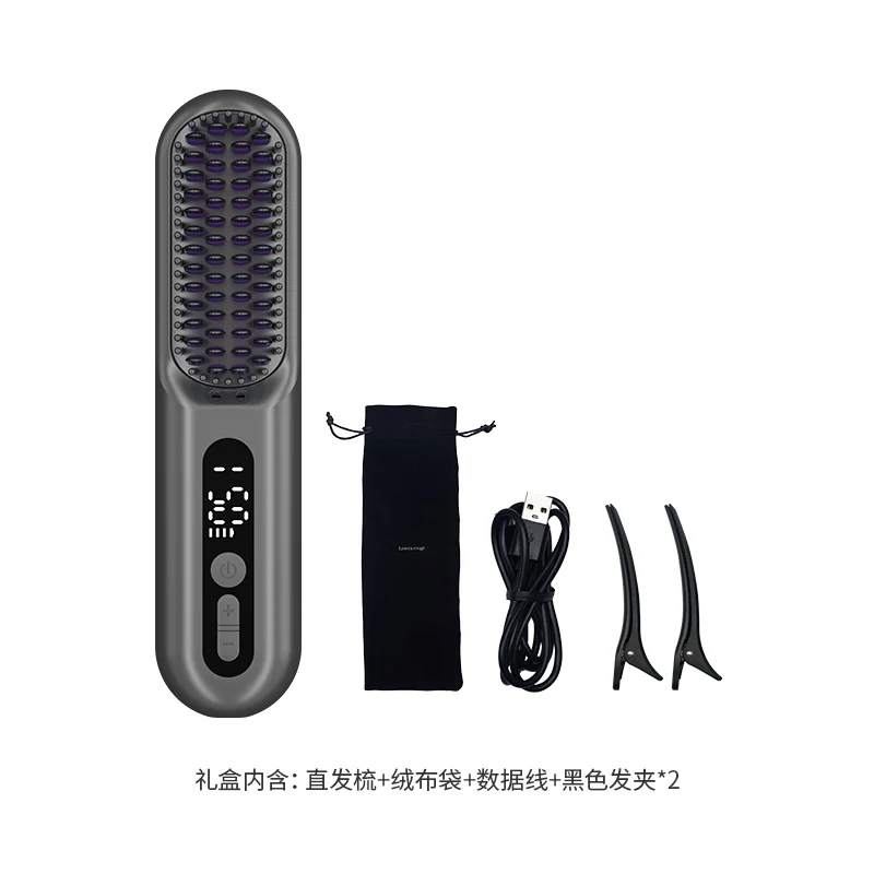 Recharge Electric hot air brush Portable Straight hair straightener iron Smart constant temperature Wireless Ionic hair brush