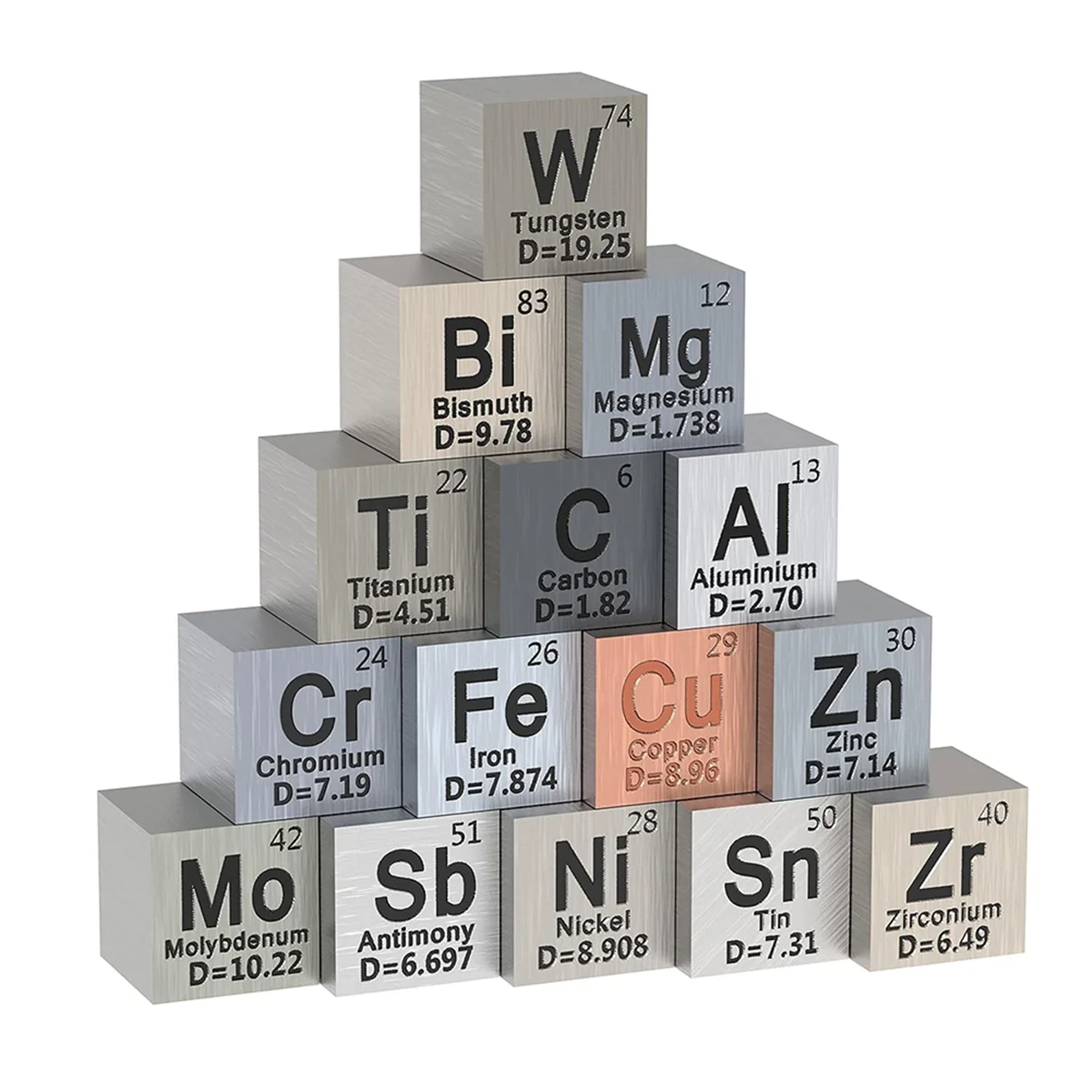 

15Piece Metal Elements Cubes -Density Cube Set for 1 Periodic Table of Elements Collection - Pure Tungsten Cube (10 mm)