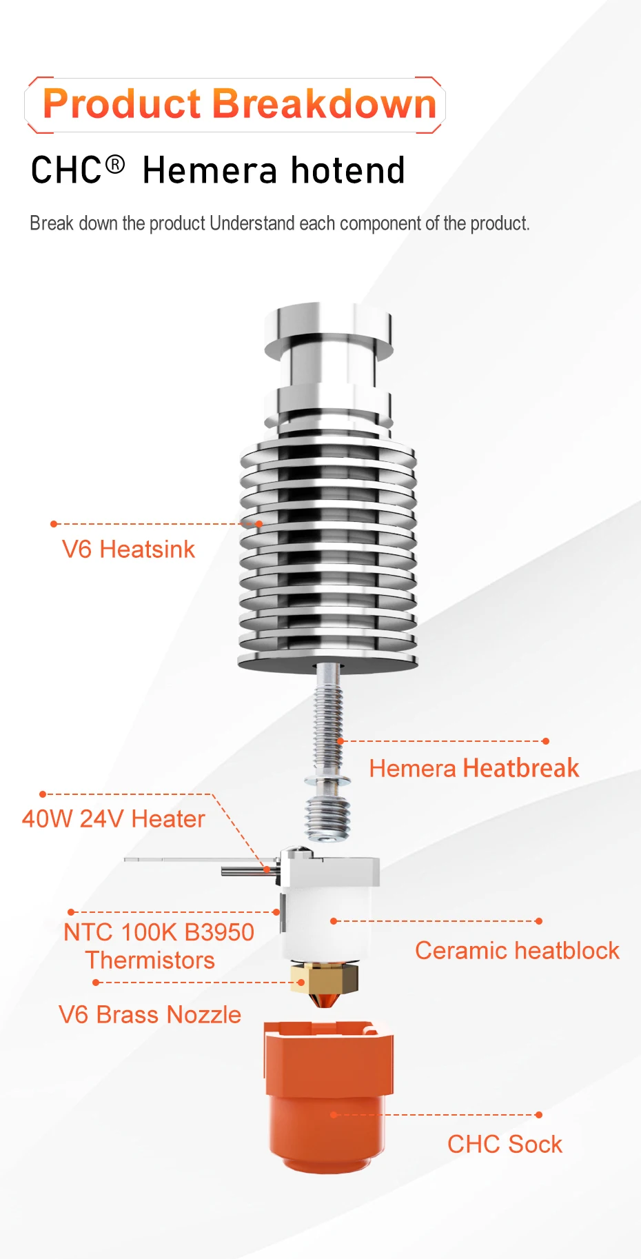 B3950, Termistor ou, ender 3 V6, Hotend,
