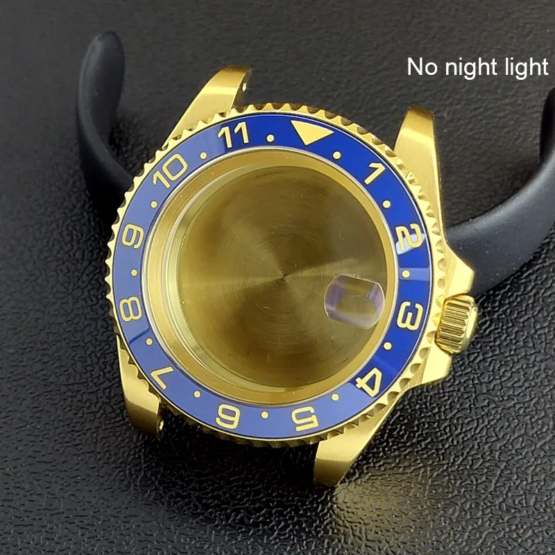 40MM Sapphire Glass GMT Bidirectional Rotation Watch Case with Accessories